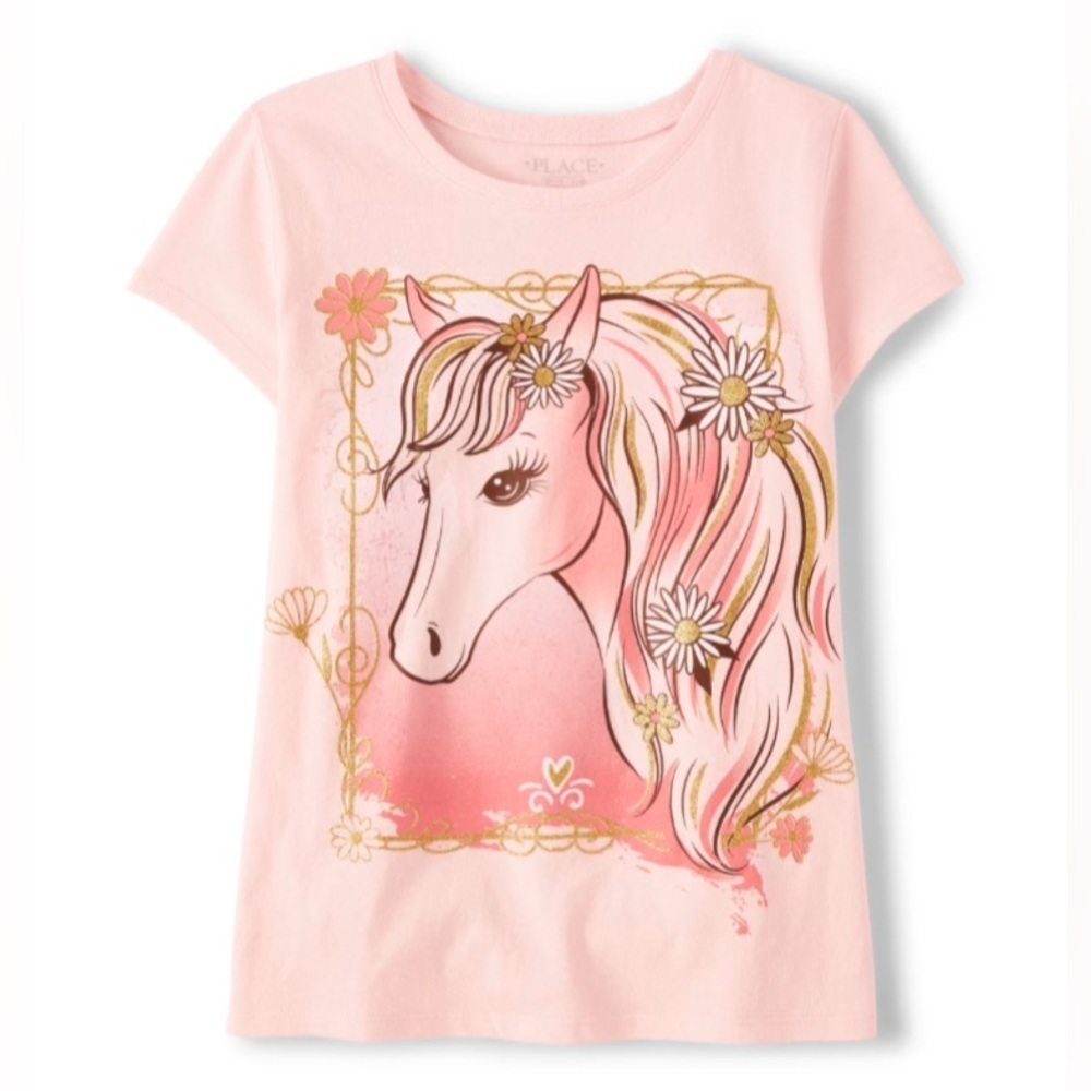 NEW - The Children’s Place
Girls Horse Graphic Tee - Petal. Large (10/12)
